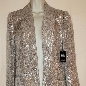 Express Champagne Sequin Boyfriend Blazer
